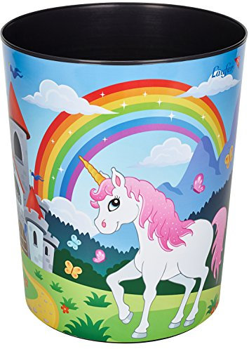 Läufer 26663, cestino per la carta con motivo cane colorato, 13 litri, perfetto per la cameretta dei bambini, rotondo unicorno unicorno