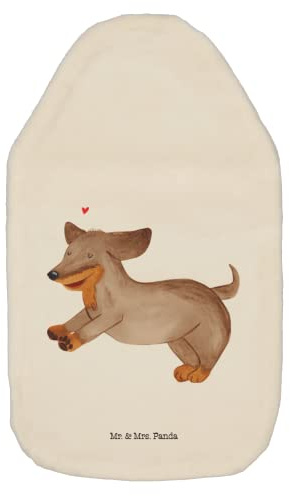 Mr. & Mrs. Panda Wärmflasche Hund Dackel - Geschenk, Hundemotiv, Dachshund, Kleine Wärmflasche, Kinderwärmflasche, Wärmflaschenbezug, happy dog,
