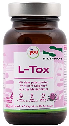 for you L-Tox - für normale Leber Kapseln mit dem patentierten Wirkstoff Siliphos® - Hochdosierte Kapseln - Mariendistel-Extrakt 200mg Artischockenblatt-Extrakt 50mg Löwenzahnwurzel-Extrakt 200mg