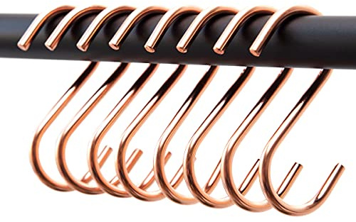 rod & knot S Haken Kupfer aus stabilem Metall – 8 Stück, platzsparende Haken für Kleiderschrank, Garderobe, Küche & Bad