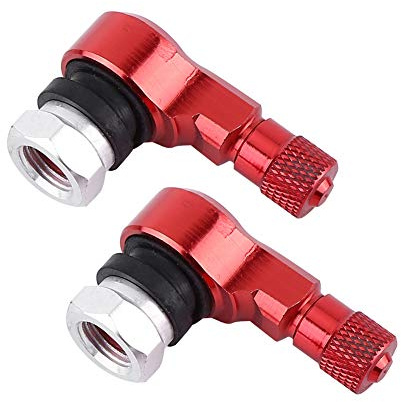 Motorrad Reifenventil, Reifen Ventil Stammt Kappen Ventil Vorbauten Motorrad-Reifen-Ventil-Kappe 2PCS 11,3 mm Motorrad-Aluminiumräder Reifenventilspindeln 90 Grad für Auto-Truck-Räder(Rot)