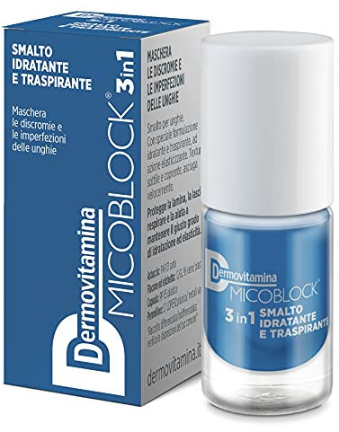 Micoblock 3in1 Smalto onicomicosi - Blu - Smalto curativo per unghie - Tratta i micosi unghie piedi - 5 ml - 16 colorazioni - Dermovitamina