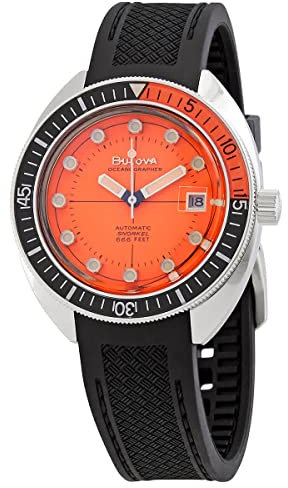 Bulova Men's Devil Diver Oceanographer Black Rubber Strap Watch | 41mm | 96B350, Diver