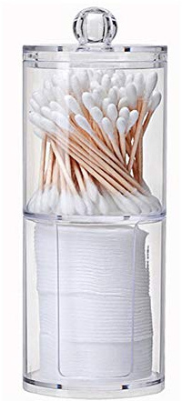 Surakey Transparent Acryl Make-up Aufbewahrung Kosmetik Organizer,2 Stück Wattestäbchen Spender mit Deckel, Wattepad Aufbewahrung, Q-Tips Aufbewahrung