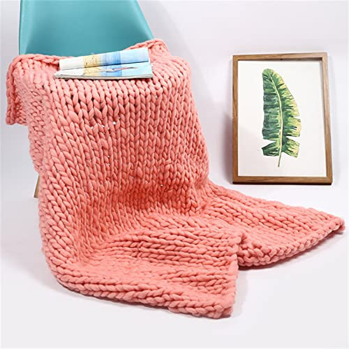 TROYSINC Decken, Grobstrick Wolldecke Strickdecke, Gestrickte Kuscheldecke, Grob Decke Wohndecken Strickdecke Tagesdecke Überwurfdecke Sofa Dekor (Rot Rosa,50 x 50 cm)
