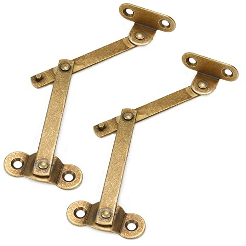Pufguy Lot de 2 charnières pliables en laiton antique pour boîte à bijoux, armoire - 14 x 4,1 cm (bronze)