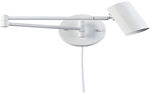 BARCELONA LED - Aplique de Pared con brazo articulado y enchufe Lisa- Lámpara de Lectura Blanca, casquillo E27 G45. Diseño Minimalista ideal para Cabecero, Estudio o Salón