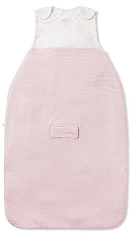 MORI Baby Clever Sleeping Bag 1.5 TOG in Blush Stripe - Breathable Cotton Unisex Toddler Two Way Zip Fitted Swaddle Blanket - One Size