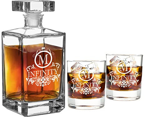 AIGAT Carafe à Whisky hermétique personnalisée avec un texte gravé au laser, ajoutez n'importe quel message, cadeau d'anniversaire pour homme, taille 700ml.