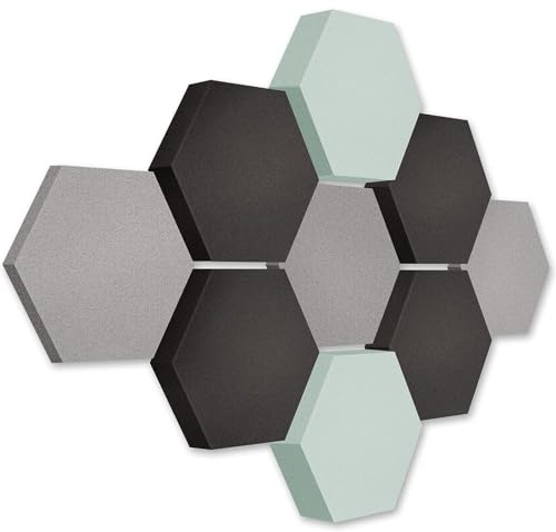 platino24 Akustikpaneele 9 Elemente Edition LOFT 3D I Ø 300mm Akustikplatten Schalldämmung Wand & Decke I Akustikschaum Schall-Absorber aus Basotect 30-70mm mit farbiger Akustikbeschichtung