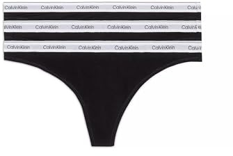 Calvin Klein Pack de 3 Braguitas Tipo Tanga para Mujer Modern Logo, Negro (Black/Black/Black), S