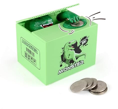 OBEST Dinosaurier Kinder Spardose,Cartoon Design,Elektrisch,Kinder Ersparnisse und Geld Sparen Spielzeug