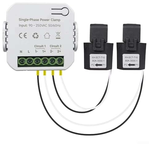 SPORTARC für Tuya für Smart Life WiFi Energiezähler 80A, Echtzeitüberwachung, Spannung, Strom und Strommessung, sichere Installation