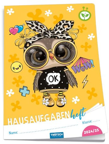 Trötsch Jahresbezogenes Hausaufgabenheft Grundschule Käuzchen 24/25: Planer Schülerkalender Hausaufgabenheft Timer für die Grundschule