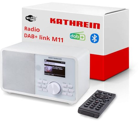 Kathrein DAB+ link M11 I DAB Plus Radio mit EWF I Digitalradio DAB+ & UKW, Internetradio I WLAN Radio mit Bluetooth für Streaming, Aux 3,5mm I Mit Fernbedienung & App-Steuerung in weiß