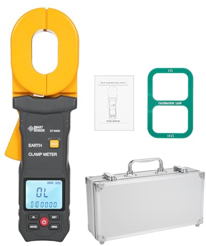 Testeur de résistance à la terre 0,01-1200 Ω, 500 groupes, stockage de données, pince multifonctionnel numérique avec écran LCD, alarme 0 mA-30 A, ampèremètre à pince pour courant