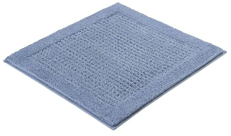 Kleine Wolke Badteppich NET Stahlblau 60 x 60 cm | OEKO-TEX zertifiziert, rutschhemmende Unterseite, für Fußbodenheizung, maschinenwaschbar, 100% Baumwolle