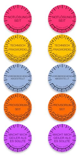 SCHERZAUFKLEBER Prüfsiegel Plakette für Werkstatt, Sticker für Männer TÜV… (MixPack)