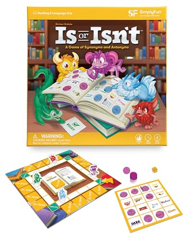 SimplyFun is or Isn’t - Expand Vocabulary Skills by Identifying Synonyms and Antonyms - an Engaging and Educational Bingo Game for Kids - for 2 to 5 Players, Ages 6 & Up