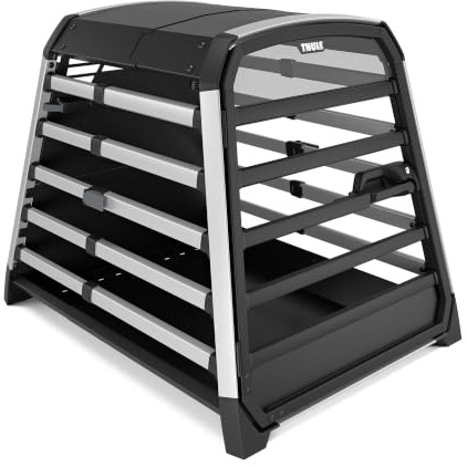 Thule Allax Hundebox, Transportbox Hund, Hundebox für Auto Black/Aluminum XXL Compact
