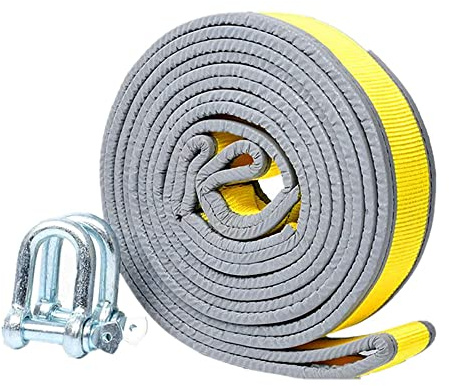 BomDog Fune da Traino, Rimorchio per Auto con Fune per Rimorchio per Auto, Fascio Di Rimorchi Fuoristrada Ispessito a Doppio Strato con Fune Di Trazione Tenditore/Clear