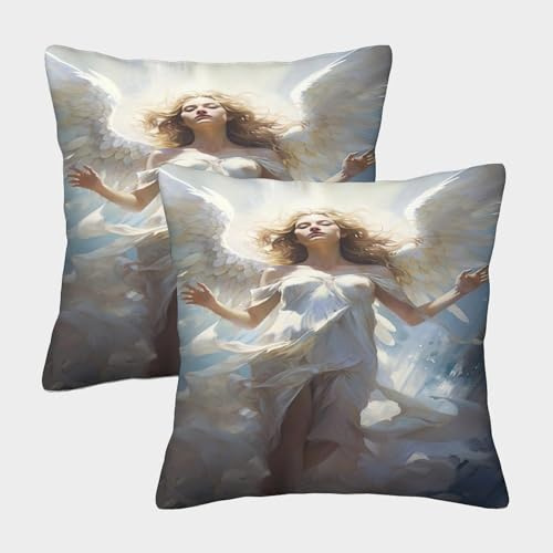 VDYNDYIW Engel Personalisiertes Kissenbezug 2er Set - Besonderes Geschenk Für Freunde Dekorative Kopfkissenbezüge Für Sofa, Schlafzimmer, Auto 45x45cm