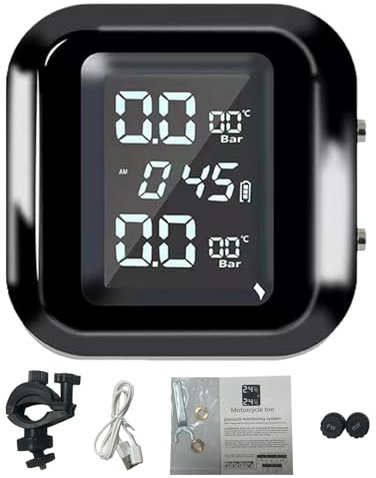 Bvizyelck TPMS-Reifendruckkontrollsystem, kabelloses Reifendruckkontrollsystem | Wasserdichtes Motorrad-TPMS-System, hohe Präzision, LCD-Display,Magnetische Aufladung, Echtzeitüberwachung,