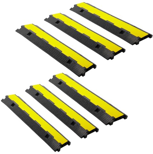 Fiqops Pont de câbles 2 canaux, 101 x 25 x 5 cm, en caoutchouc, design modulaire, protection traversante, extérieur pour stationnement, noir
