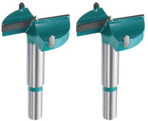 QUARKZMAN 2 Stück Forstner-Bohrer 1-3/4 (45mm) Wolframkarbid-Holzbohrer Lochöffner Cutter für Scharnierbohrungen Holzbearbeitung, Grün