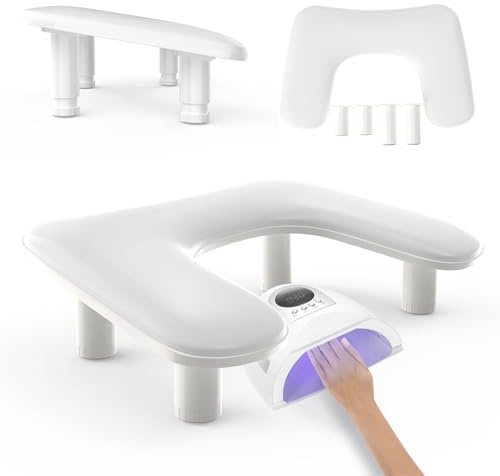 ZIZZON Höhenverstellbare U-förmige Armlehne, Maniküre-Nagelkissen, Handauflage, Mikrofaser, PU-Leder, Nagelkissen für Nägel