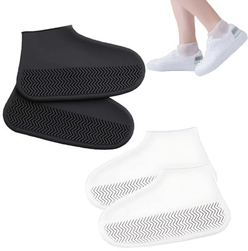 RXKFIGX 2 Paar Regen Schuhüberzieher Silikon Überschuhe Outdoor Wiederverwendbare Regen Schuhüberzieher Rutschfeste Silikon Regenüberschuhe für Regen,Schneetag,Schlammige Straßen(M)