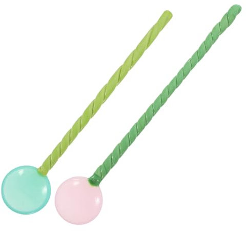 Ciieeo 2pcs Glass Spoons Long Handle Stirring Spoons for Coffee Latte Dessert Random