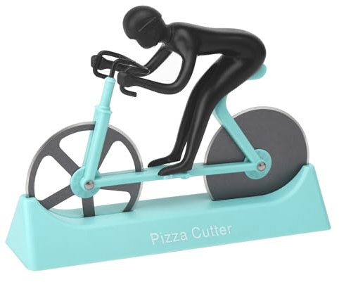 HENGBIRD Pizzaschneider Fahrrad Pizzaschneider Lustig Pizzaschere mit Halterung, Edelstahl Pizza Schneider Pizzamesser, Pizzaroller mit Antihaftbeschichtung, Pizza Cutter Pizza Zubehör, Blau