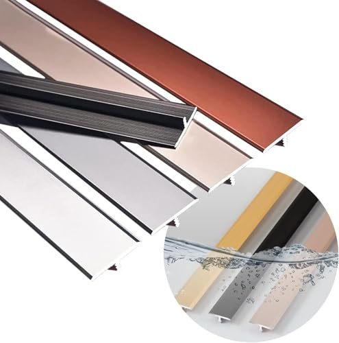 Bodenverkleidung, Schwellenleiste, Aluminium, Tür, Bodenleiste, Kantenverkleidung, Schwelle, Fliesenschwelle, Bodenübergangsstreifen, Metallbreite 0,6 0,8 1,3 1,6 Zoll, Randstreifen for Garagenboden/T
