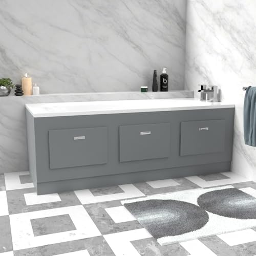 Nes Home Matt Grey 1700mm Magnetic Door Durable PVC Front Bath Panel