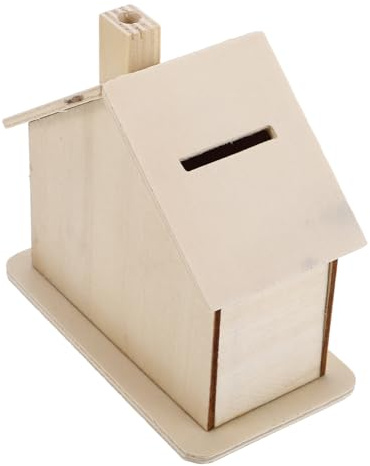 Toyvian Alcancía de Madera DIY para Niños, Caja de Monedas Forma de Casa Pequeña, Set de 5 Piezas sin Pintar, Hucha Educativa para Ahorrar y Manualidades Creativas en Grupo