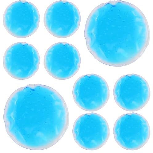 10 Pcs Ice Pack Cold Compress, Reusable, Cooling Pad, Round Gel Ice Pack for Wisdom Teeth, Eyes, Swelling, Pain Relief, Cosmetic(Blue 7cm)