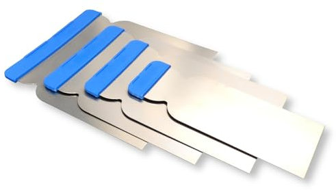 DEWEPRO Japanspachtel-Set - 4 Spachteln (50mm, 80mm, 100mm, 120mm) - Edelstahlblatt - Flexibel & robust - Perfekt für Spachtel- & Renovierungsarbeiten
