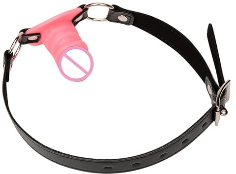 Kutocesy Bola Mordaza de Silicona con Correa de Cuero Ajustable – BDSM Mordaza Boca Sex Suave y Segura para Juegos de Rol – Impermeable y Fácil de Limpiar (Pink-5cm)