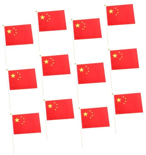 WEKADRIN 50stücke Kleine Handgehaltene China Flaggen Mit Kunststoffstab Langlebige Polyesterfähnchen Für Indoor Dekoration Wiederverwendbar Lebendige Rote Nationalflaggen Für Garten Schule