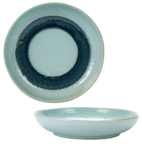 CAFIEDR Ensaladeras Grandes de cerámica para Servir, Cuenco Colorido para Ensalada de Pasta, Plato Hondo para Sopa, Juego de 2, Azul, 750 ml(Azul 750ml)