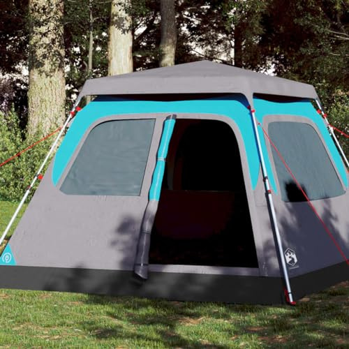 Kupolcampingtält för 4 personer, blå, snabbutlösningssystem – 190T polyester med PU-beläggning – perfekt för familjer och utomhusäventyr
