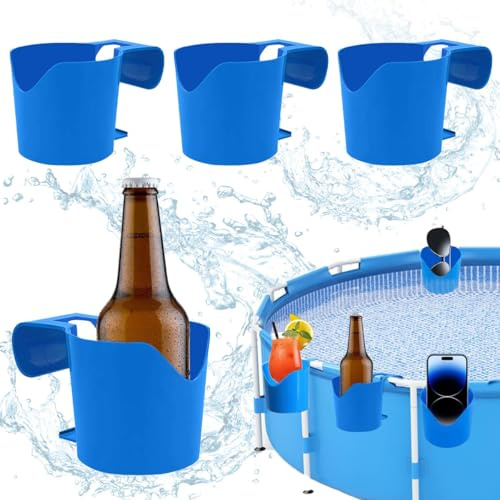 4 Piezas Portavasos Junto a la Piscina, Soporte para Bebidas Junto a La Piscina, Piscina Desmontable de Portavasos, Portavasos de Piscina para Fiestas de Verano En La Piscina Playa