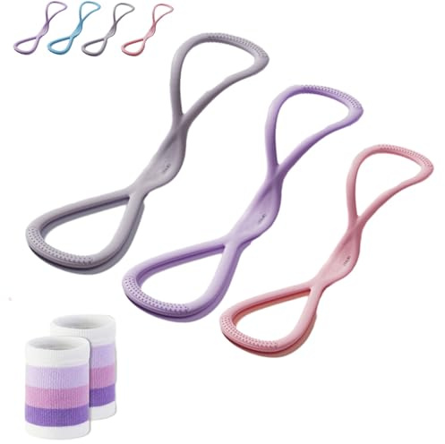 Kletterwalu Widerstandsband, Klimmzugbänder - Widerstandsbänder 8-förmig mit Griffen - Für Klimmzüge, Rückentraining & Haltungskorrektur - Heimfitness Yoga-Stretching (15LB+25LB+35LB)