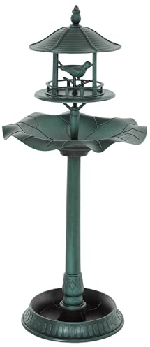 Outsunny Bain d'oiseaux Abreuvoir pour Oiseaux jardinière 3 en 1 dim. Ø 50 x 113H cm polypropylène Vert-de-Gris