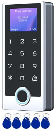 Fingerprint Door Access Control Keypad, Stainless Steel IP68 Waterproof LCD Display, Wiegand 26 Input/Output, RFID Card & PIN Code Entry, Doorbell Button