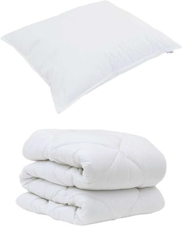 vidaXL Juego de edredón de Invierno Microfibra 135 x 220 cm Blanco Extra Caliente Incluye Almohada con Costura de Caja Lavable a Máquina 30°C Relleno de Poliéster Duradero Ropa de Cama de Temporada