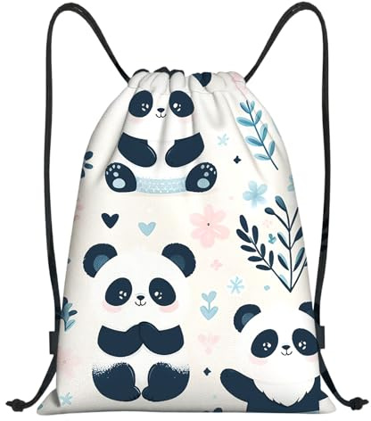 Leseogye Turnbeutel mit Panda-Muster, Süße Sportbeutel für Damen, Sportrucksack Gym Bag mit Kordelzug, Turnbeutel Wasserdicht für Herren Damen
