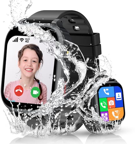 Tzzulsx 4G Smartwatch Bambini, Orologio Smartwatch Bambini con GPS Videochiamate Chiamate Telefono, Orologio GPS Bambino IP68 Impermeabile Sveglia Giochi Modalità Classe Regalo per Ragazzo Ragazza