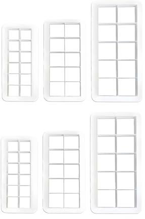 6Pcs White Square Cookie Cutter Set, Geometric Multicutter Cake Fondant Cutter,3 Size Square Biscuit Cutters Cake Decorating Use Safety Easy to Store,Cookie Cutters Baking Tools and Accessories